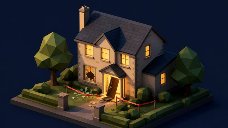 Illustration flagrant délit de squat - maison avec effraction